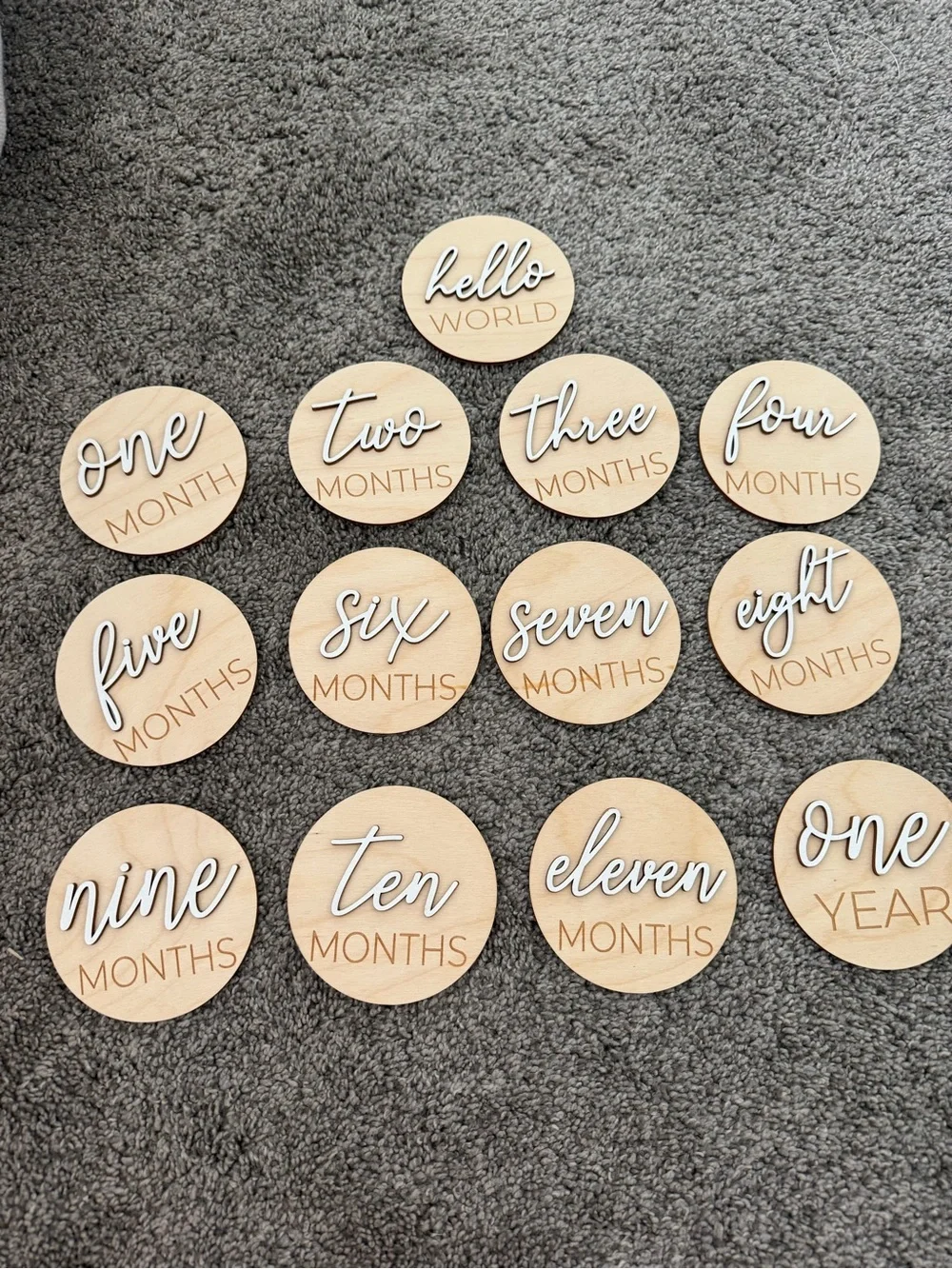 Wooden Monthly Milestone Discs - Natural Beige Set